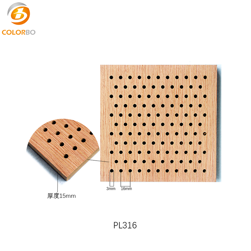 لوحة الحائط الصوتية الخشبية المزخرفة الخشبية المثقبة لامتصاص الصوت