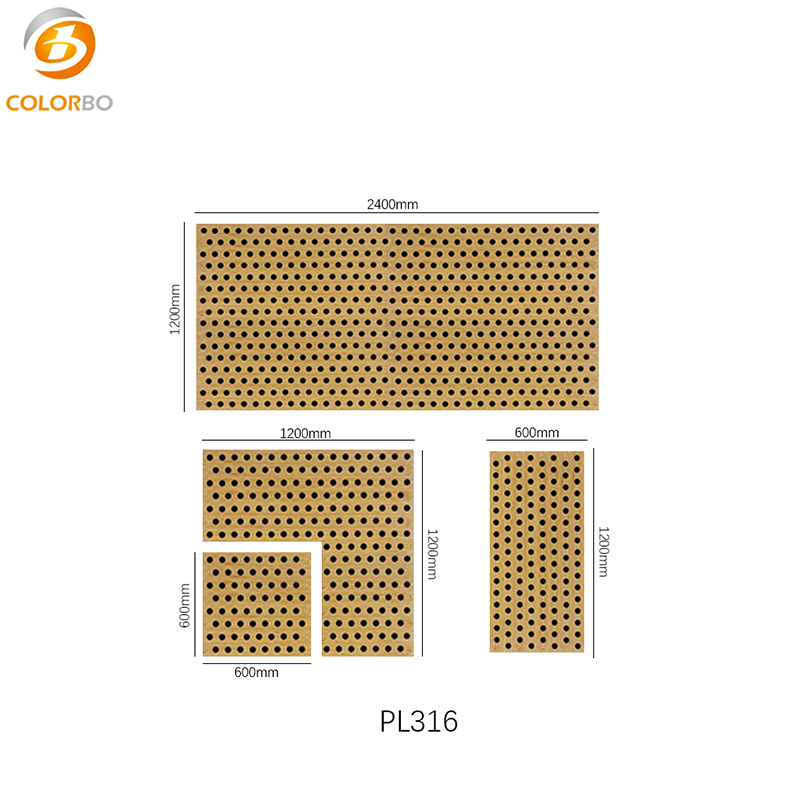 لوحة الحائط الصوتية الخشبية المزخرفة الخشبية المثقبة لامتصاص الصوت